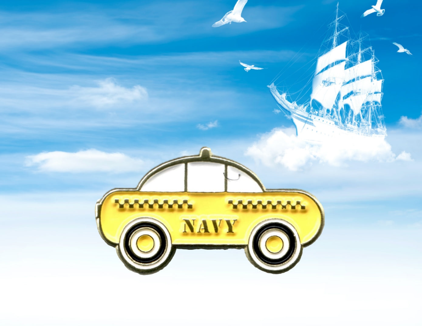 Navy Taxi soft enamel pin